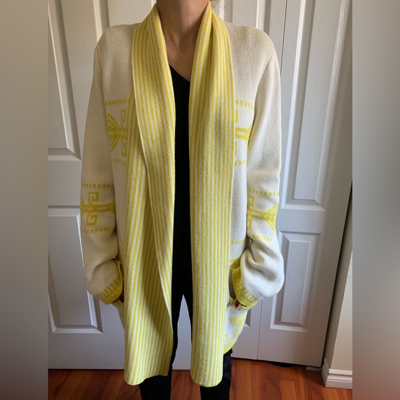 Twelfth Street by Cynthia Vincent Yellow & White Cardigan - Picture 2 of 6